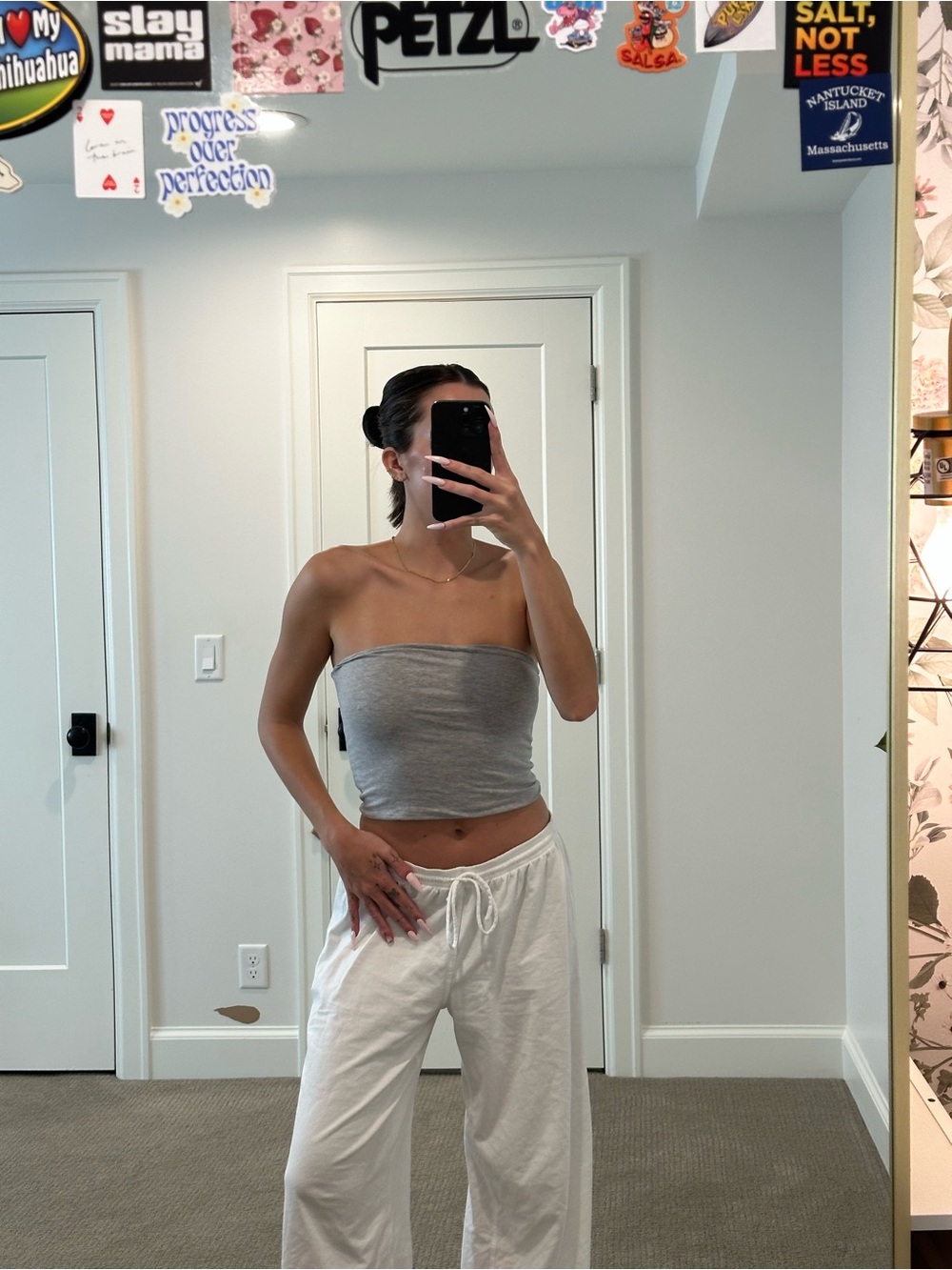 Brandy Melville Heather Grey Strapless Tube Top Basic Y2K
